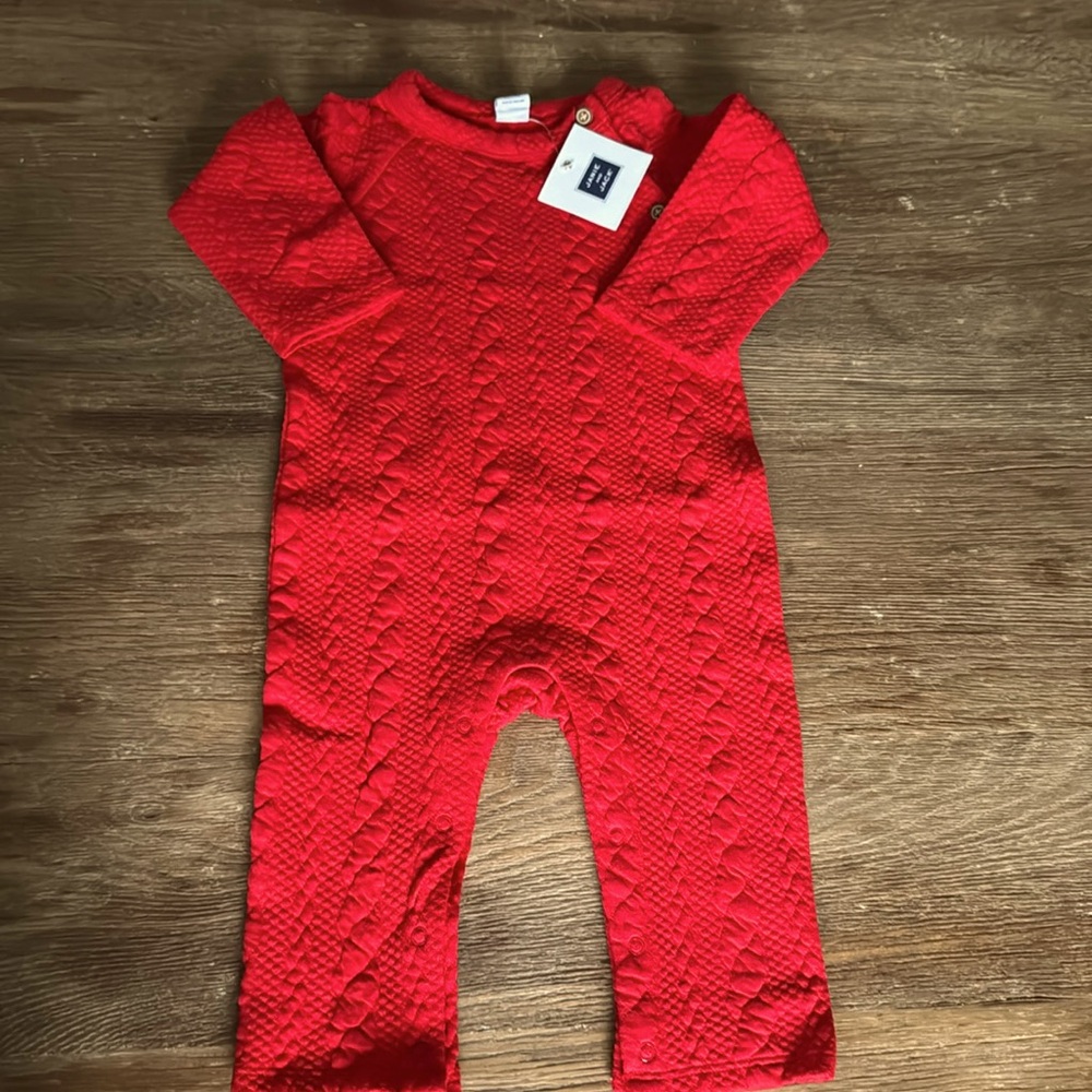 Janie and Jack Red Cable Body Suit 3-6 months